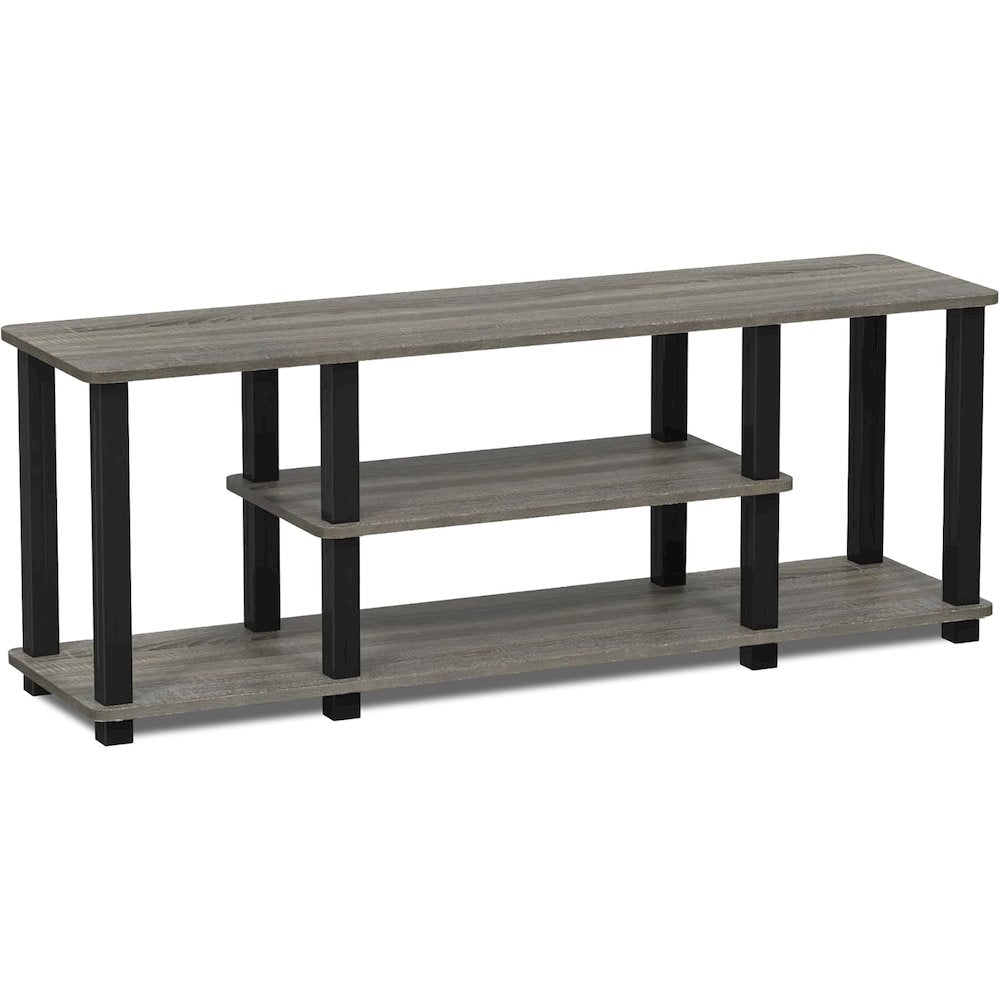 Elegant Grey 3-Tier TV Console,Open Storage, 50 Inch TV Stand for Living Room