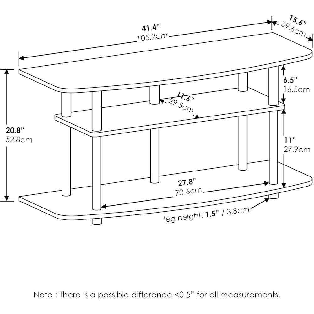 Engineered Wood 50 Inch TV Stand with 3-Tier Shelves, Modern TV Console