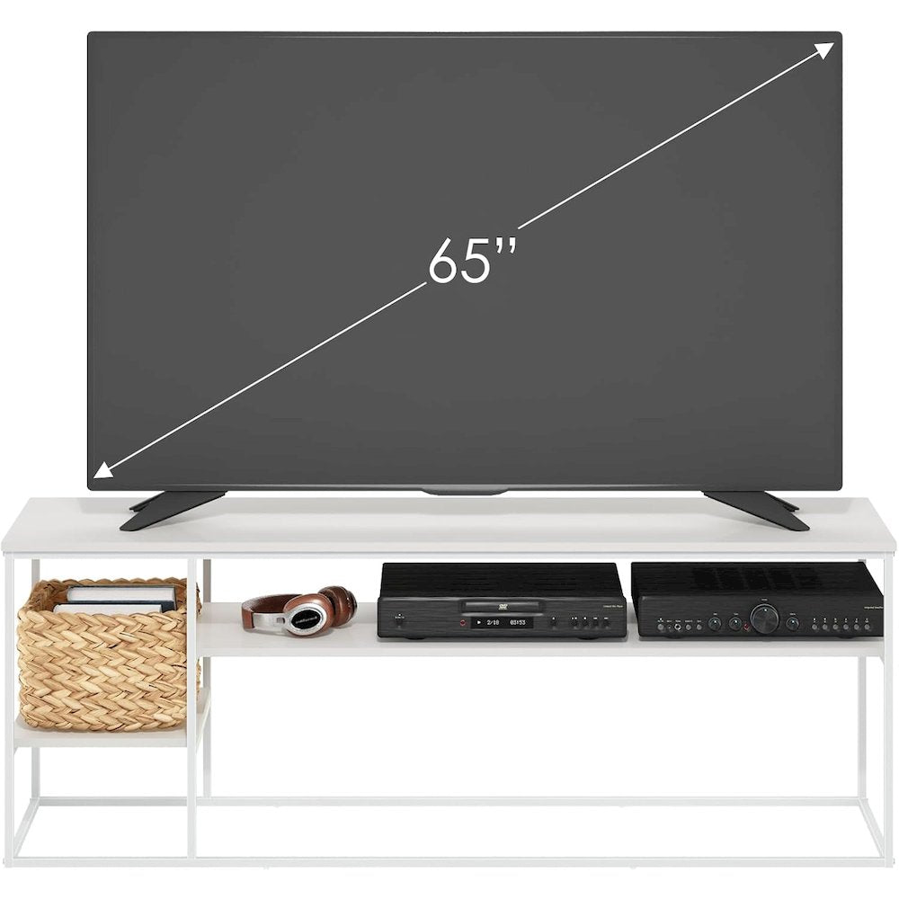 65 Inch Entertainment Center with Metal Frame and Open Shelf TV Console