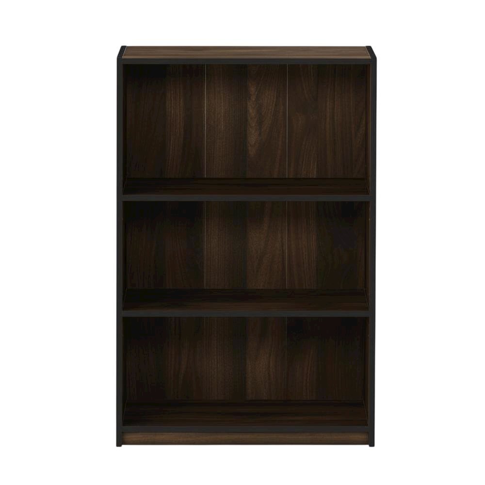 Engineered Wood 3-Tier Adjustable Shelf Bookcase in Walnut Finish