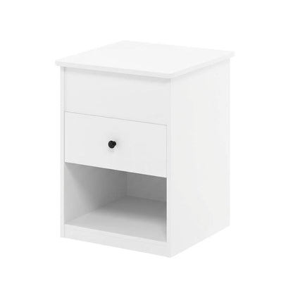 Solid White Lift Top Nightstand with Engineered Wood Finish for Bedroom Storage
