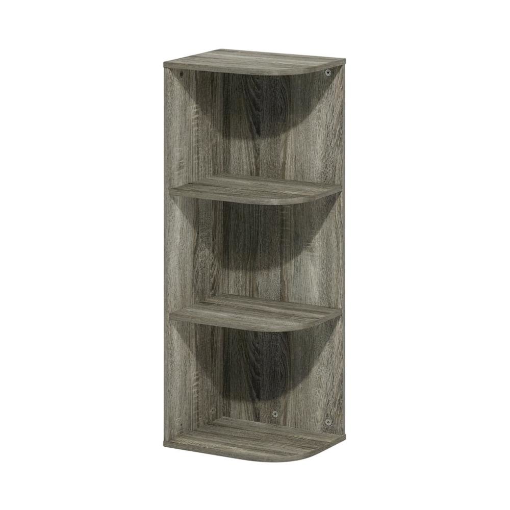 3-Tier Corner Open Shelf Bookcase in French Oak Engineered Wood