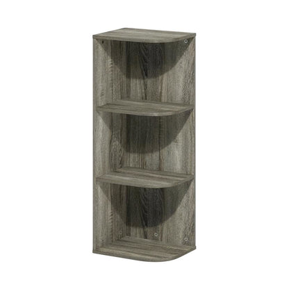 3-Tier Corner Open Shelf Bookcase in French Oak Engineered Wood