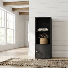 3-Tier Bookcase with Door Storage and Wood Finish