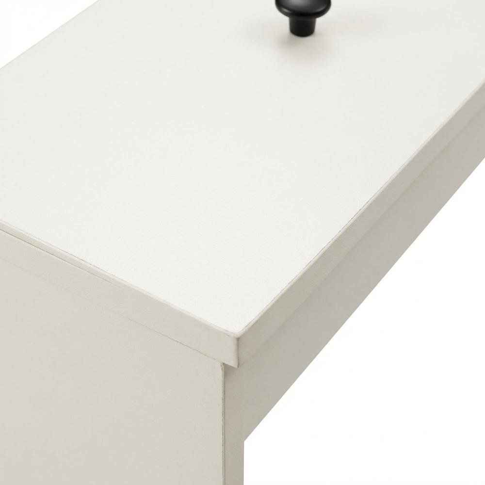 Solid White Lift Top Nightstand with Engineered Wood Finish for Bedroom Storage