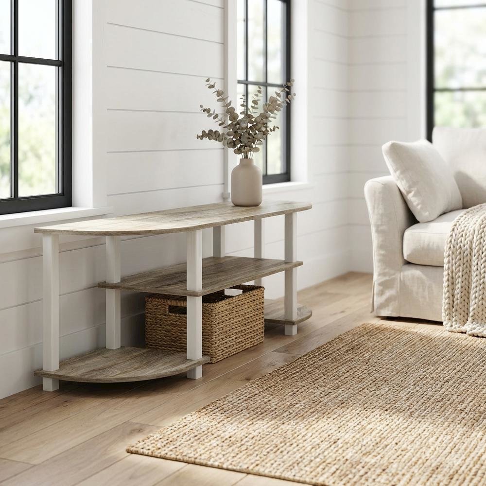 Engineered Wood TV Stand with Sonoma Oak/White Finish for Entertainment Center