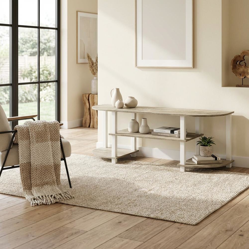 Engineered Wood TV Stand with Sonoma Oak/White Finish for Entertainment Center