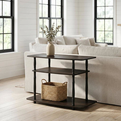 Engineered Wood TV Stand with 3-Tier Open Shelves and Modern Design
