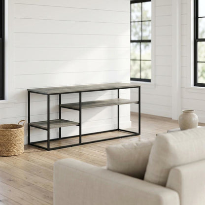 Modern TV Stand for 50 Inch TVs in French Oak Grey with Composite Wood Finish