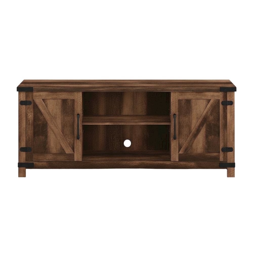 Engineered Wood TV Cabinet with Barn Door for Up to 70 Inch Displays