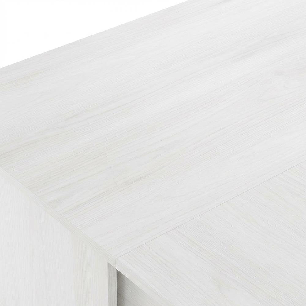 L-Shape Desk, Stainless Steel Tubes And White Oak Finish For Modern Workspaces