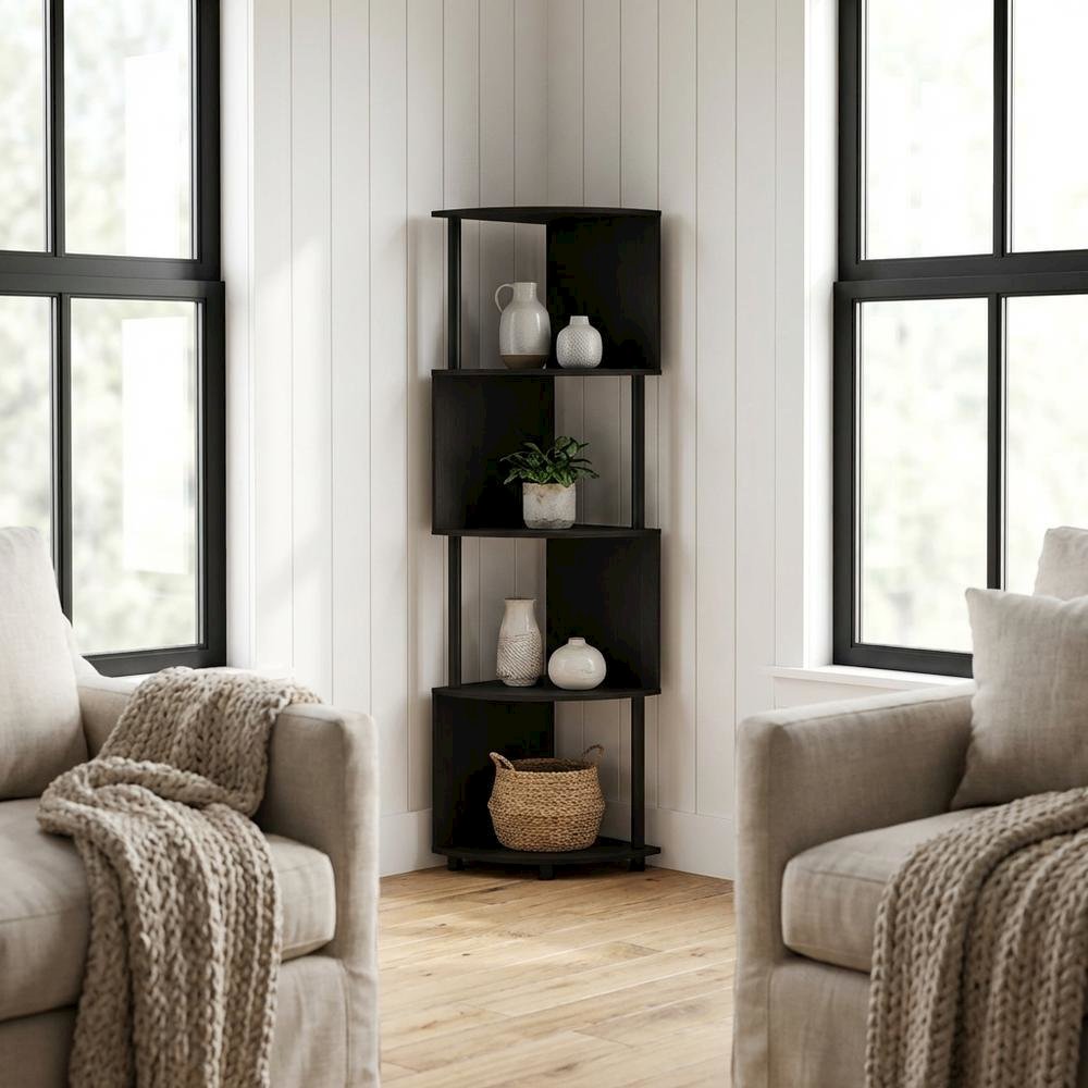 4-Tier Z-Shaped Corner Shelf Bookcase with Engineered Wood Finish