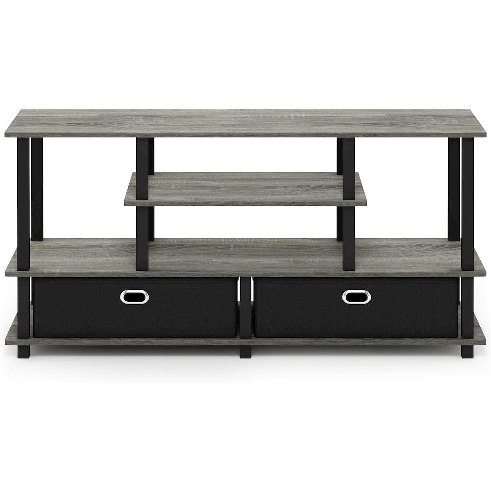 Grey 50 Inch TV Stand with Storage Bins and Shelves for Living Room