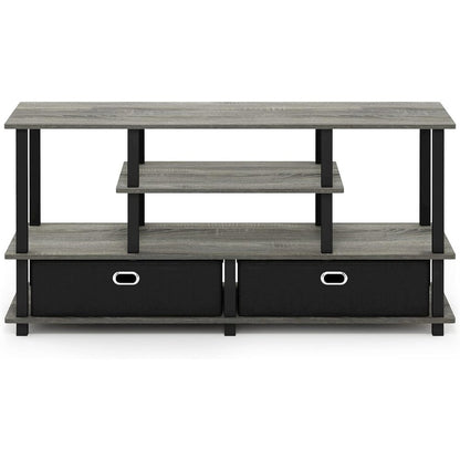 Grey 50 Inch TV Stand with Storage Bins and Shelves for Living Room