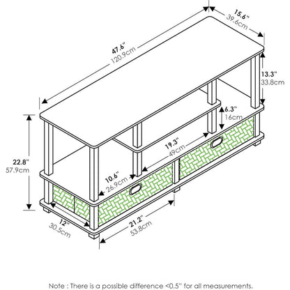 Grey 50 Inch TV Stand with Storage Bins and Shelves for Living Room