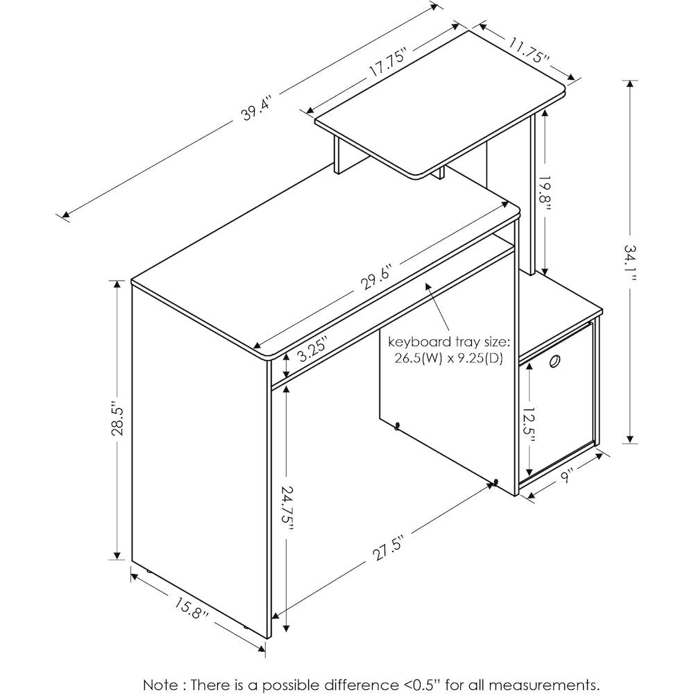 Engineered Wood Office Desk with Storage, Writing Desk and Study Desk Design