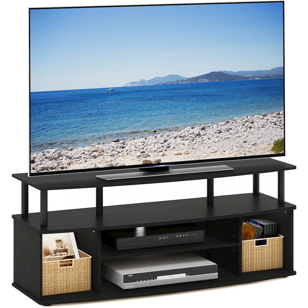 TV Stand with 3 Open Shelves, 2 Cabinets, for Up to 55 Inch TV