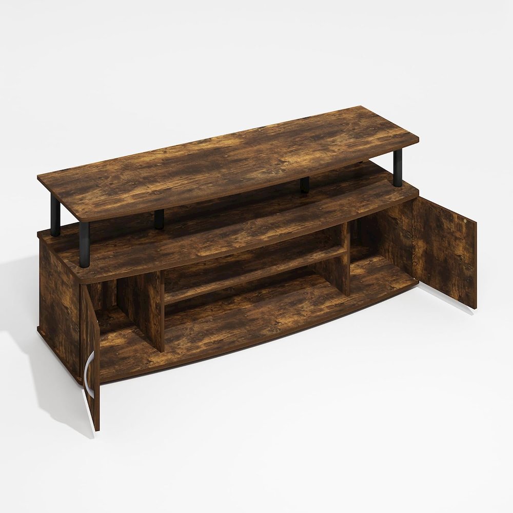 Engineered Wood TV Stand with 3 Open Shelves and Dual Door Storage TV Console