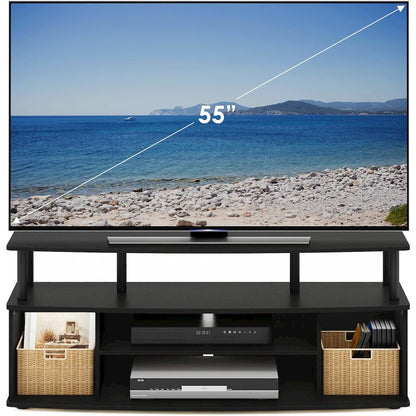 TV Stand with 3 Open Shelves, 2 Cabinets, for Up to 55 Inch TV