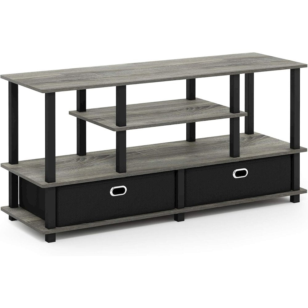 Grey 50 Inch TV Stand with Storage Bins and Shelves for Living Room
