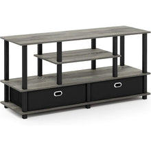 Grey 50 Inch TV Stand with Storage Bins and Shelves for Living Room