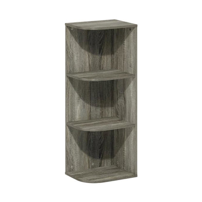 3-Tier Corner Open Shelf Bookcase in French Oak Engineered Wood
