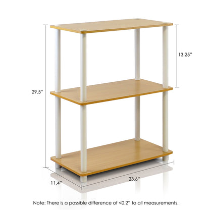 Turn-N-Tube 3-Tier Compact Multipurpose Shelf Display Rack, Beech