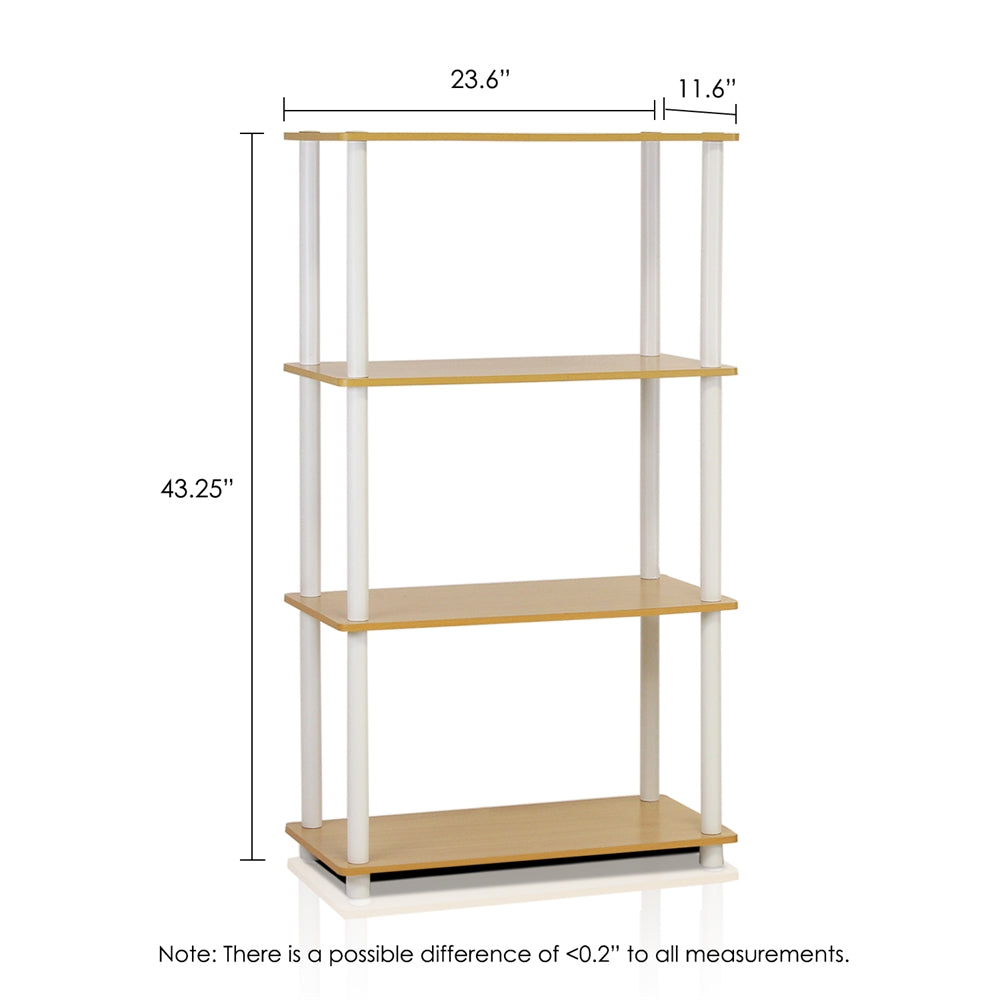 Turn-N-Tube 4-Tier Multipurpose Shelf Display Rack, Beech/White,