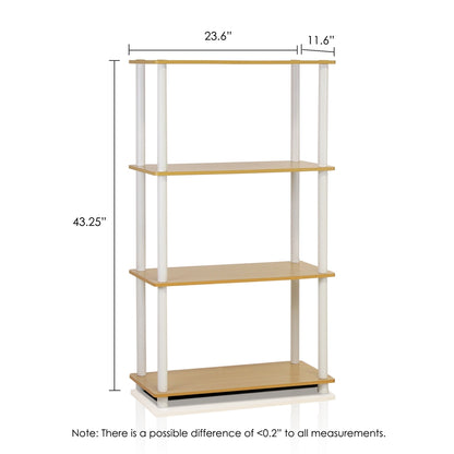 Turn-N-Tube 4-Tier Multipurpose Shelf Display Rack, Beech/White,