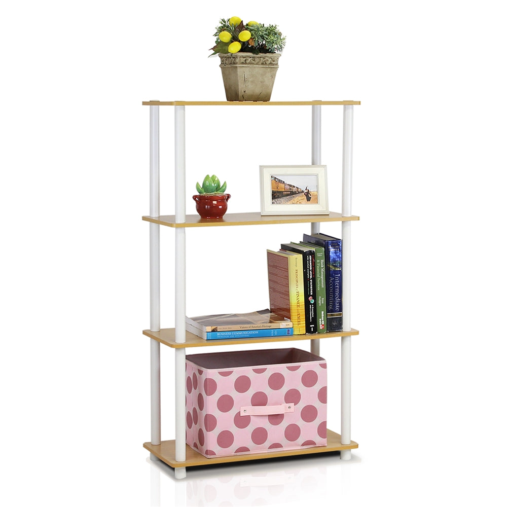 Turn-N-Tube 4-Tier Multipurpose Shelf Display Rack, Beech/White,