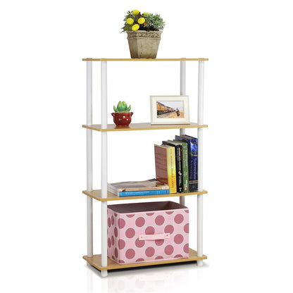Turn-N-Tube 4-Tier Multipurpose Shelf Display Rack, Beech/White,