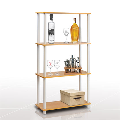 Turn-N-Tube 4-Tier Multipurpose Shelf Display Rack, Beech/White,