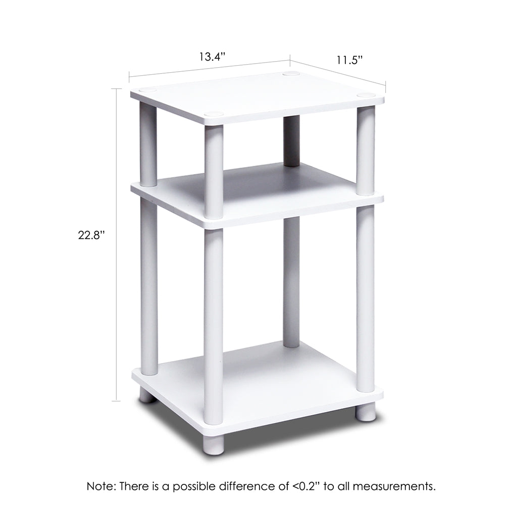 11087 Just 3-Tier No Tools Tube End Table, White w/White Tube