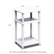 11087 Just 3-Tier No Tools Tube End Table, White w/White Tube