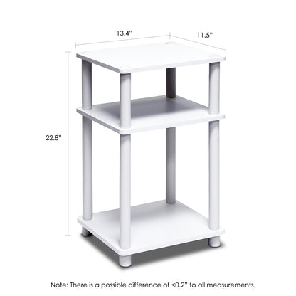 11087 Just 3-Tier No Tools Tube End Table, White w/White Tube