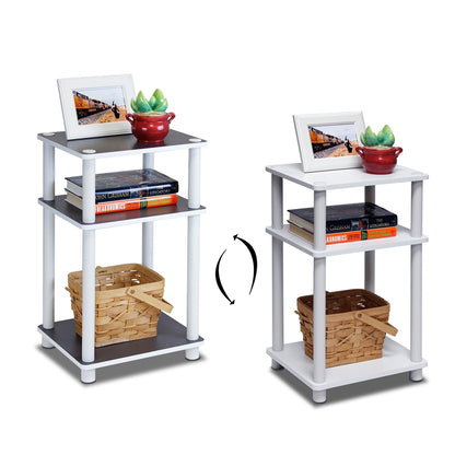 11087 Just 3-Tier No Tools Tube End Table, White w/White Tube