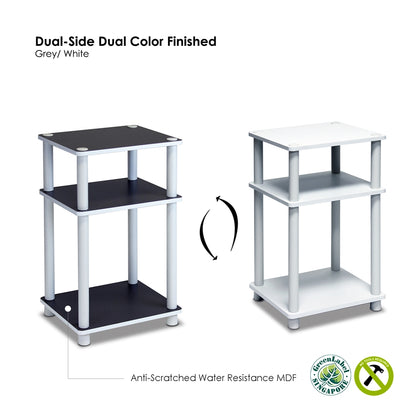 11087 Just 3-Tier No Tools Tube End Table, White w/White Tube
