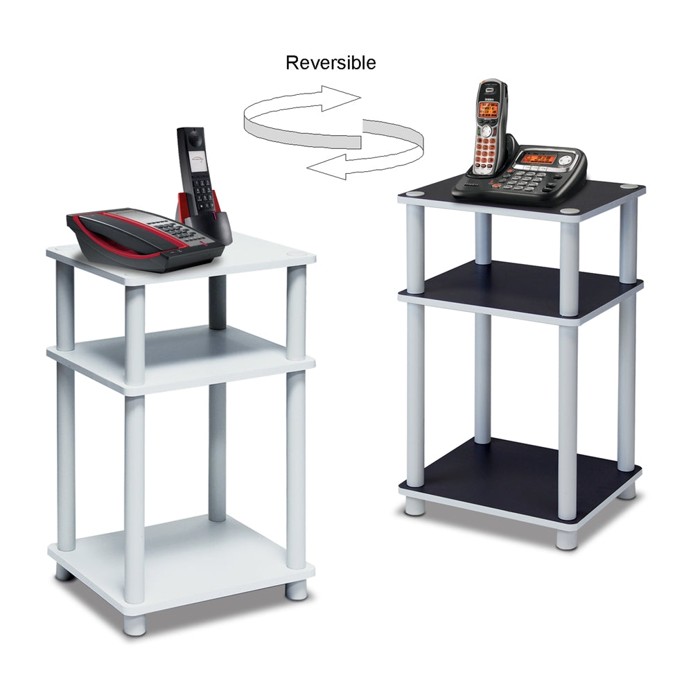 11087 Just 3-Tier No Tools Tube End Table, White w/White Tube
