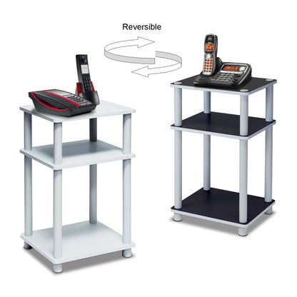 11087 Just 3-Tier No Tools Tube End Table, White w/White Tube