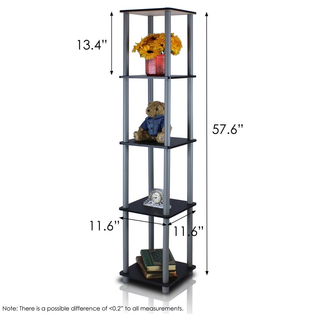Turn-N-Tube 5-Tier Corner Square Rack Display Shelf, Black/Grey