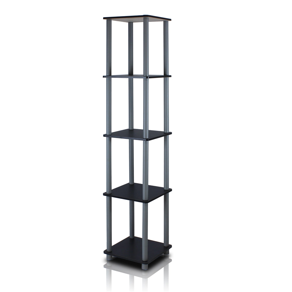 Turn-N-Tube 5-Tier Corner Square Rack Display Shelf, Black/Grey