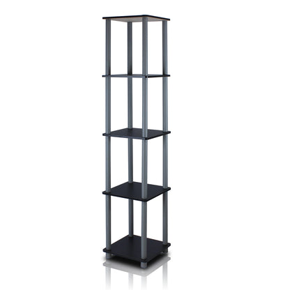 Turn-N-Tube 5-Tier Corner Square Rack Display Shelf, Black/Grey