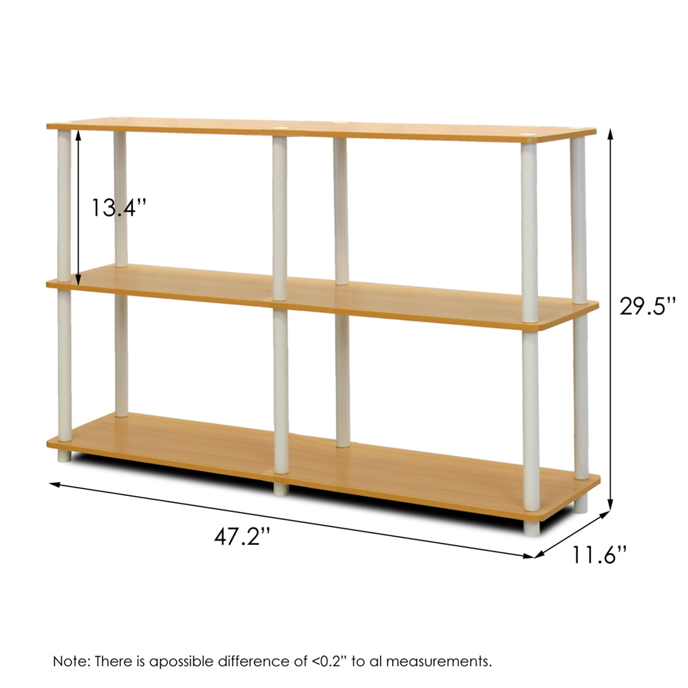 Turn-N-Tube 3-Tier Double Size Storage Display Rack, Beech/White