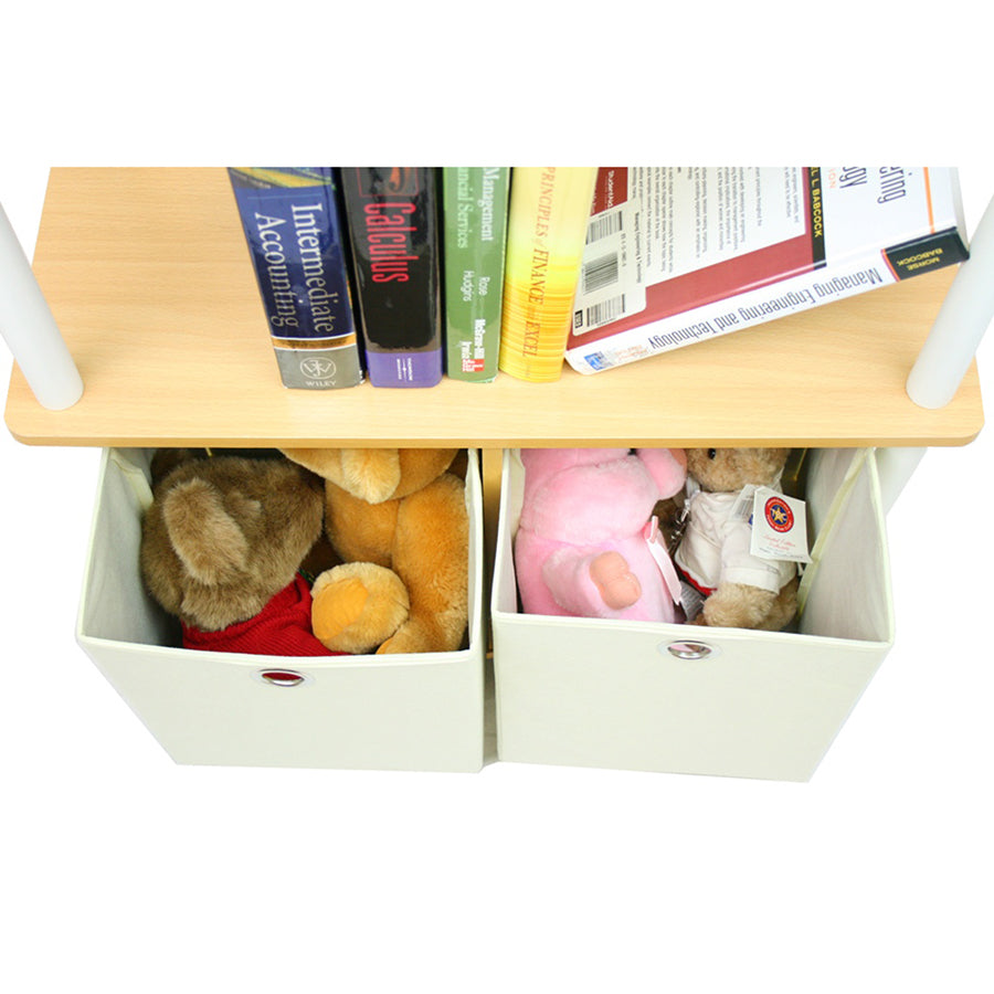 Turn-N-Tube Go Green 3-Tier Multipurpose Storage Rack Shelving Unit w/Bins, Beech/White