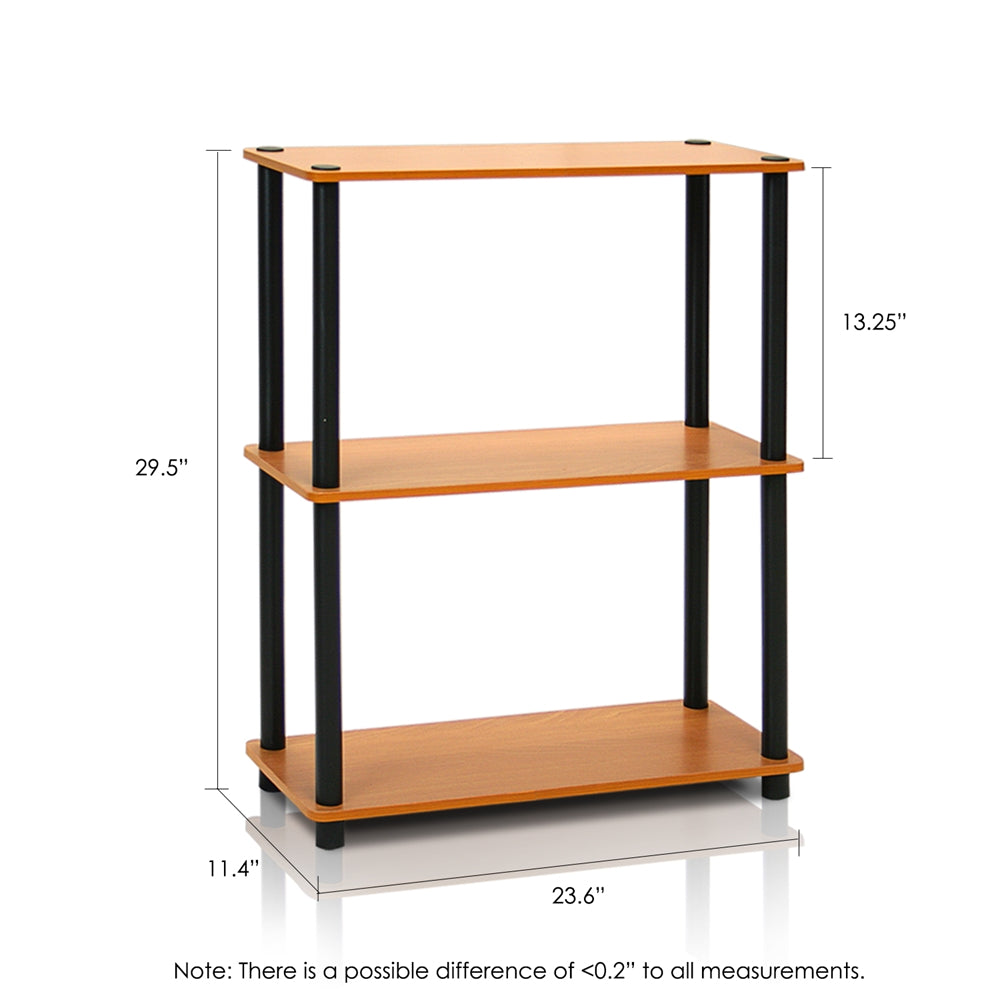 Turn-N-Tube 3-Tier Compact Multipurpose Shelf Display Rack, Light Cherry