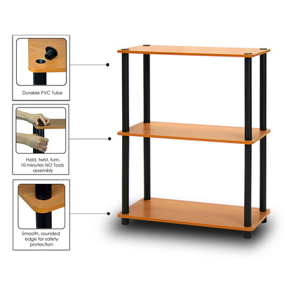 Turn-N-Tube 3-Tier Compact Multipurpose Shelf Display Rack, Light Cherry