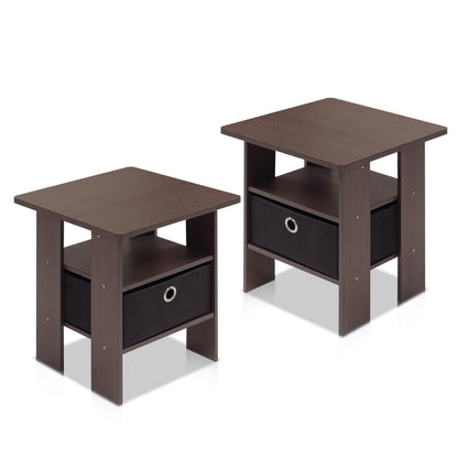 Petite End Table Bedroom Night Stand, Set of Two