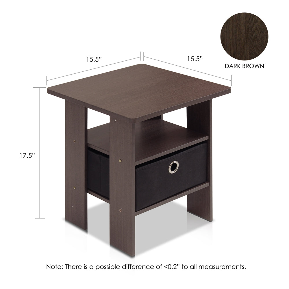 Petite End Table Bedroom Night Stand, Set of Two