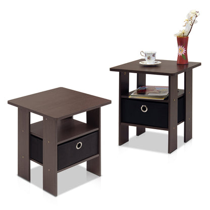 Petite End Table Bedroom Night Stand, Set of Two