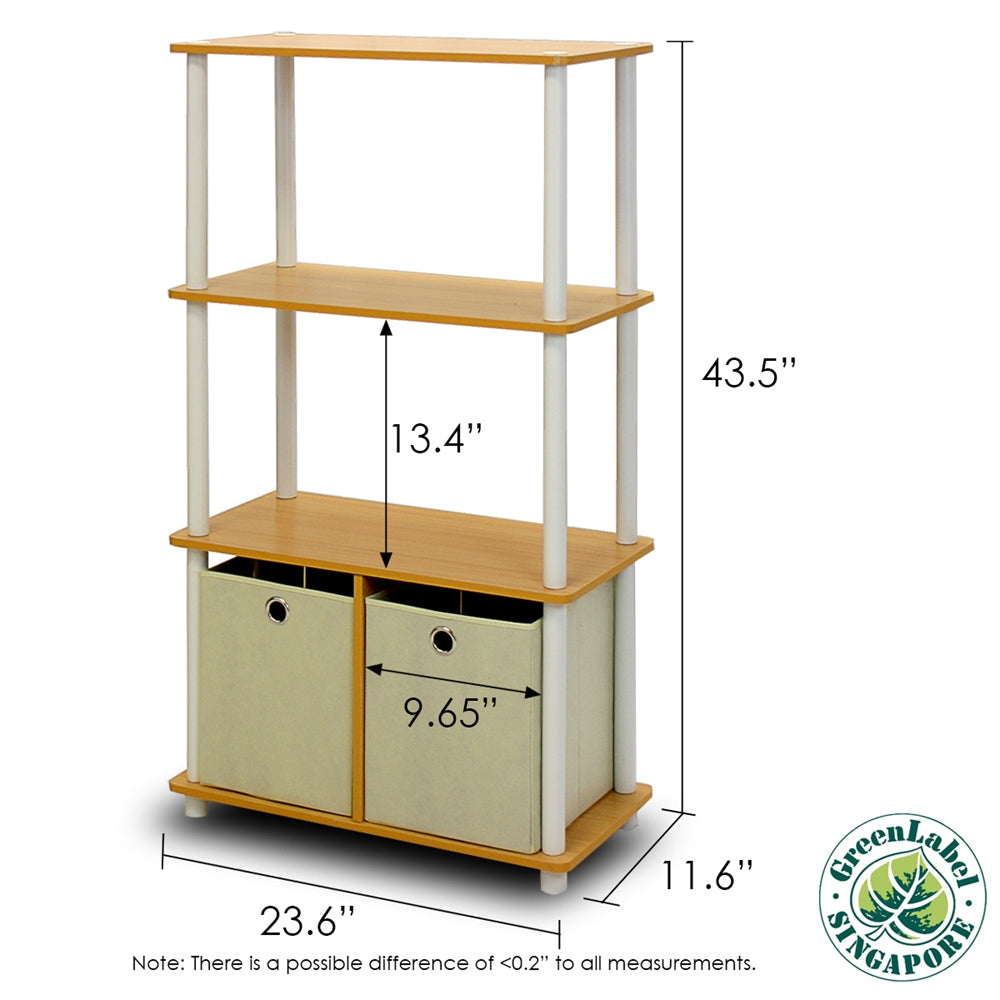 Go Green 4-Tier Multipurpose Storage Rack Shelving Unit w/Bins, Set of 2